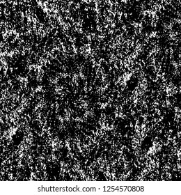 Abstract black and white vector background. Monochrome vintage surface with dirty pattern in cracks, spots, dots. Old painted wall in dark horror style design. Grunge overlay layer.