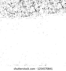 Abstract black and white vector background. Monochrome vintage surface with dirty pattern in cracks, spots, dots. Old painted wall in dark horror style design. Grunge overlay layer.