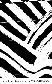Abstract black and white vector background. Dry brush strokes template