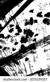 Abstract black and white vector background. Dry brush strokes template