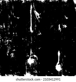 Resumen del fondo vectorial en blanco y negro. Capa de superposición gruesa. Superficie vintage monocroma con patrón sucio en grietas, manchas, puntos. Textura superpuesta angustiada. EPS10.
