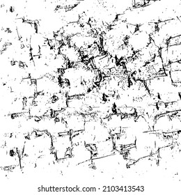 Abstract black and white vector background. Grunge overlay layer. Monochrome vintage surface with dirty pattern in cracks, spots, dots. Distressed overlay texture. EPS10.