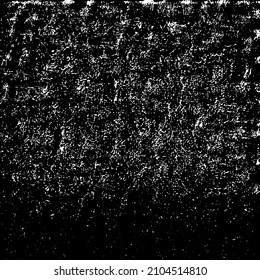 Abstract black and white vector background. Grunge overlay layer. Monochrome vintage surface with dirty pattern in cracks, spots, dots. Distressed overlay texture. EPS10.