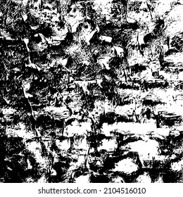 Abstract black and white vector background. Grunge overlay layer. Monochrome vintage surface with dirty pattern in cracks, spots, dots. Distressed overlay texture. EPS10.