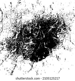 Abstract black and white vector background. Grunge overlay layer. Monochrome vintage surface with dirty pattern in cracks, spots, dots. Distressed overlay texture. EPS10.