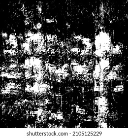 Resumen del fondo vectorial en blanco y negro. Capa de superposición gruesa. Superficie vintage monocroma con patrón sucio en grietas, manchas, puntos. Textura superpuesta angustiada. EPS10.