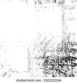 Abstract black and white vector background. Grunge overlay layer. Monochrome vintage surface with dirty pattern in cracks, spots, dots. Distressed overlay texture. EPS10.