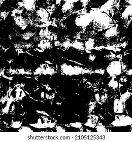 Abstract black and white vector background. Grunge overlay layer. Monochrome vintage surface with dirty pattern in cracks, spots, dots. Distressed overlay texture. EPS10.
