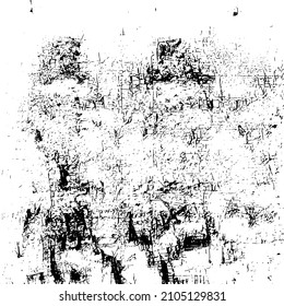 Abstract black and white vector background. Grunge overlay layer. Monochrome vintage surface with dirty pattern in cracks, spots, dots. Distressed overlay texture. EPS10.