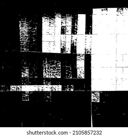 Abstract black and white vector background. Grunge overlay layer. Monochrome vintage surface with dirty pattern in cracks, spots, dots. Distressed overlay texture. EPS10.