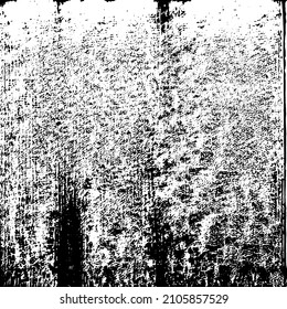 Abstract black and white vector background. Grunge overlay layer. Monochrome vintage surface with dirty pattern in cracks, spots, dots. Distressed overlay texture. EPS10.