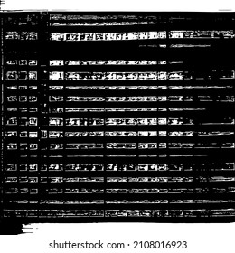 Abstract black and white vector background. Grunge overlay layer. Monochrome vintage surface with dirty pattern in cracks, spots, dots. Distressed overlay texture. EPS10.