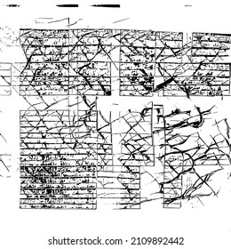 Resumen del fondo vectorial en blanco y negro. Capa de superposición gruesa. Superficie vintage monocroma con patrón sucio en grietas, manchas, puntos. Textura superpuesta angustiada. EPS10.