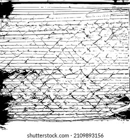 Abstract black and white vector background. Grunge overlay layer. Monochrome vintage surface with dirty pattern in cracks, spots, dots. Distressed overlay texture. EPS10.