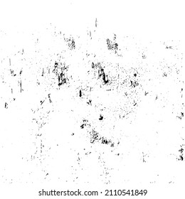 Abstract black and white vector background. Grunge overlay layer. Monochrome vintage surface with dirty pattern in cracks, spots, dots. Distressed overlay texture. EPS10.