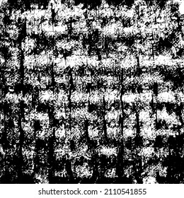Abstract black and white vector background. Grunge overlay layer. Monochrome vintage surface with dirty pattern in cracks, spots, dots. Distressed overlay texture. EPS10.