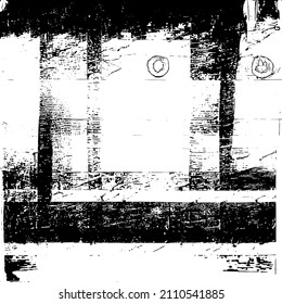 Abstract black and white vector background. Grunge overlay layer. Monochrome vintage surface with dirty pattern in cracks, spots, dots. Distressed overlay texture. EPS10.