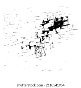 Abstract black and white vector background. Grunge overlay layer. Monochrome vintage surface with dirty pattern in cracks, spots, dots. Distressed overlay texture. EPS10.