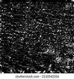 Abstract black and white vector background. Grunge overlay layer. Monochrome vintage surface with dirty pattern in cracks, spots, dots. Distressed overlay texture. EPS10.
