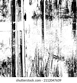 Resumen del fondo vectorial en blanco y negro. Capa de superposición gruesa. Superficie vintage monocroma con patrón sucio en grietas, manchas, puntos. Textura superpuesta angustiada. EPS10.