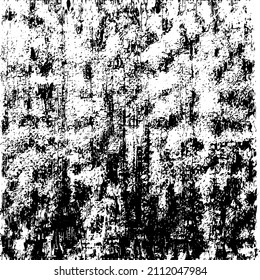Resumen del fondo vectorial en blanco y negro. Capa de superposición gruesa. Superficie vintage monocroma con patrón sucio en grietas, manchas, puntos. Textura superpuesta angustiada. EPS10.