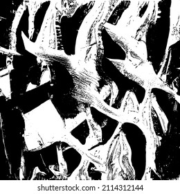 Abstract black and white vector background. Grunge overlay layer. Monochrome vintage surface with dirty pattern in cracks, spots, dots. Distressed overlay texture. EPS10.