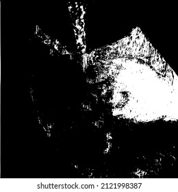 Abstract black and white vector background. Grunge overlay layer. Monochrome vintage surface with dirty pattern in cracks, spots, dots. Distressed overlay texture. EPS10.