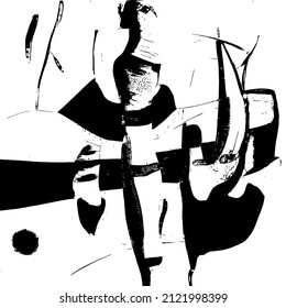 Resumen del fondo vectorial en blanco y negro. Capa de superposición gruesa. Superficie vintage monocroma con patrón sucio en grietas, manchas, puntos. Textura superpuesta angustiada. EPS10.