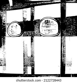 Abstract black and white vector background. Grunge overlay layer. Monochrome vintage surface with dirty pattern in cracks, spots, dots. Distressed overlay texture. EPS10.
