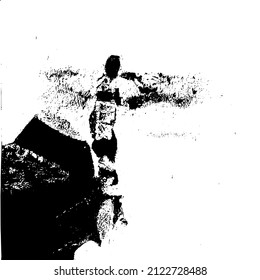 Abstract black and white vector background. Grunge overlay layer. Monochrome vintage surface with dirty pattern in cracks, spots, dots. Distressed overlay texture. EPS10.