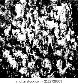 Abstract black and white vector background. Grunge overlay layer. Monochrome vintage surface with dirty pattern in cracks, spots, dots. Distressed overlay texture. EPS10.