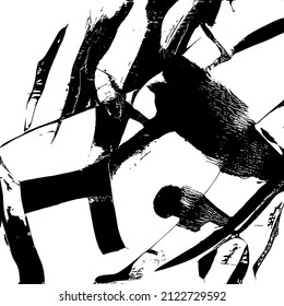 Resumen del fondo vectorial en blanco y negro. Capa de superposición gruesa. Superficie vintage monocroma con patrón sucio en grietas, manchas, puntos. Textura superpuesta angustiada. EPS10.