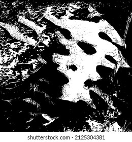 Abstract black and white vector background. Grunge overlay layer. Monochrome vintage surface with dirty pattern in cracks, spots, dots. Distressed overlay texture. EPS10.