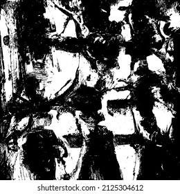 Abstract black and white vector background. Grunge overlay layer. Monochrome vintage surface with dirty pattern in cracks, spots, dots. Distressed overlay texture. EPS10.