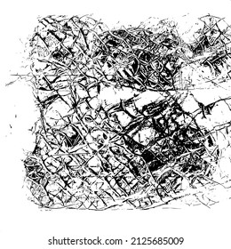 Abstract black and white vector background. Grunge overlay layer. Monochrome vintage surface with dirty pattern in cracks, spots, dots. Distressed overlay texture. EPS10.