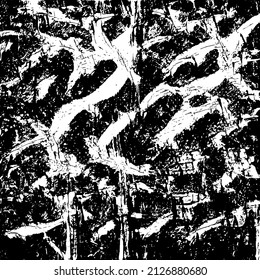 Abstract black and white vector background. Grunge overlay layer. Monochrome vintage surface with dirty pattern in cracks, spots, dots. Distressed overlay texture. EPS10.