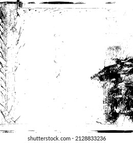 Abstract black and white vector background. Grunge overlay layer. Monochrome vintage surface with dirty pattern in cracks, spots, dots. Distressed overlay texture. EPS10.