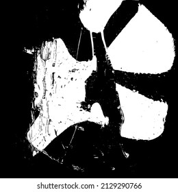 Abstract black and white vector background. Grunge overlay layer. Monochrome vintage surface with dirty pattern in cracks, spots, dots. Distressed overlay texture. EPS10.