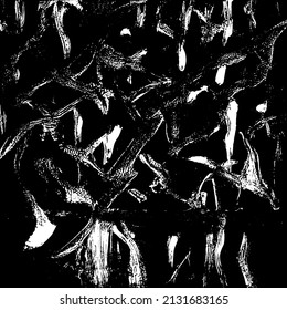 Abstract black and white vector background. Grunge overlay layer. Monochrome vintage surface with dirty pattern in cracks, spots, dots. Distressed overlay texture. EPS10.
