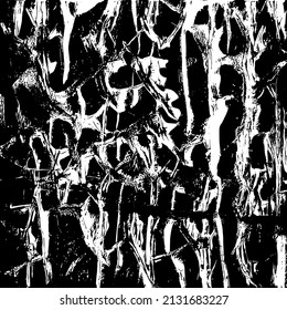 Resumen del fondo vectorial en blanco y negro. Capa de superposición gruesa. Superficie vintage monocroma con patrón sucio en grietas, manchas, puntos. Textura superpuesta angustiada. EPS10.
