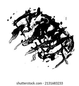 Abstrakter schwarz-weißer Vektorhintergrund. Grunge Overlay-Schicht. Einfarbige Vintage-Oberfläche mit schmutzigen Mustern in Rissen, Flecken, Punkten. Verzerrte Overlay-Textur. EPS10.