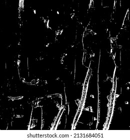 Abstrakter schwarz-weißer Vektorhintergrund. Grunge Overlay-Schicht. Einfarbige Vintage-Oberfläche mit schmutzigen Mustern in Rissen, Flecken, Punkten. Verzerrte Overlay-Textur. EPS10.