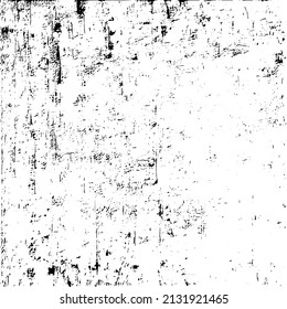 Abstract black and white vector background. Grunge overlay layer. Monochrome vintage surface with dirty pattern in cracks, spots, dots. Distressed overlay texture. EPS10.