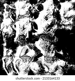 Abstract black and white vector background. Grunge overlay layer. Monochrome vintage surface with dirty pattern in cracks, spots, dots. Distressed overlay texture. EPS10.