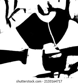 Abstract black and white vector background. Grunge overlay layer. Monochrome vintage surface with dirty pattern in cracks, spots, dots. Distressed overlay texture. EPS10.