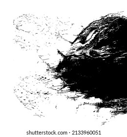 Abstract black and white vector background. Grunge overlay layer. Monochrome vintage surface with dirty pattern in cracks, spots, dots. Distressed overlay texture. EPS10.