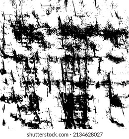 Abstrakter schwarz-weißer Vektorhintergrund. Grunge Overlay-Schicht. Einfarbige Vintage-Oberfläche mit schmutzigen Mustern in Rissen, Flecken, Punkten. Verzerrte Overlay-Textur. EPS10.