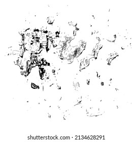 Abstract black and white vector background. Grunge overlay layer. Monochrome vintage surface with dirty pattern in cracks, spots, dots. Distressed overlay texture. EPS10.
