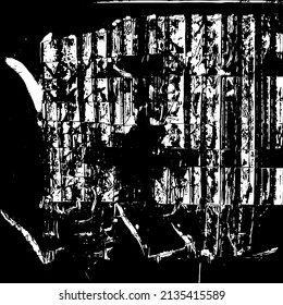 Resumen del fondo vectorial en blanco y negro. Capa de superposición gruesa. Superficie vintage monocroma con patrón sucio en grietas, manchas, puntos. Textura superpuesta angustiada. EPS10.