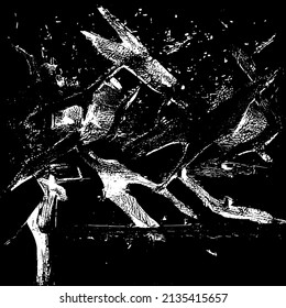 Abstract black and white vector background. Grunge overlay layer. Monochrome vintage surface with dirty pattern in cracks, spots, dots. Distressed overlay texture. EPS10.